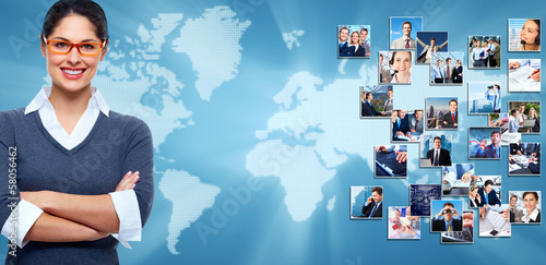 Photo: Business collage background. Business collage background.