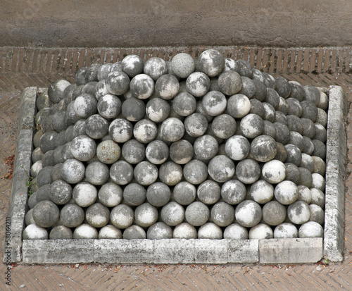 Photo: marble cannon balls in Castel St. Angel in rome marble cannon balls in Castel St. Angel in rome