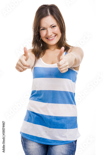 Photo: Woman whit thumbs up Woman whit thumbs up
