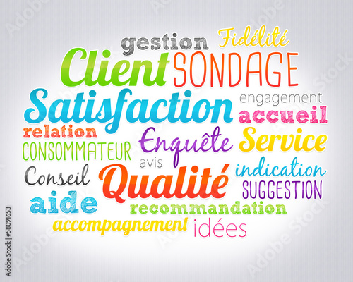 Illustration: nuage de mots : satisfaction client nuage de mots : satisfaction client