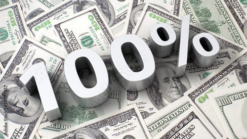 Illustration: 100% on the dollar background 100% on the dollar background