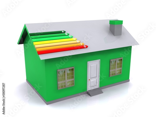 Illustration: House with Energy Efficiency Levels House with Energy Efficiency Levels