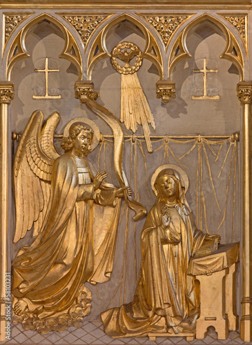 Photo: Antwerp - Annunciation relief from 19. cent. in Joriskerk Antwerp - Annunciation relief from 19. cent. in Joriskerk