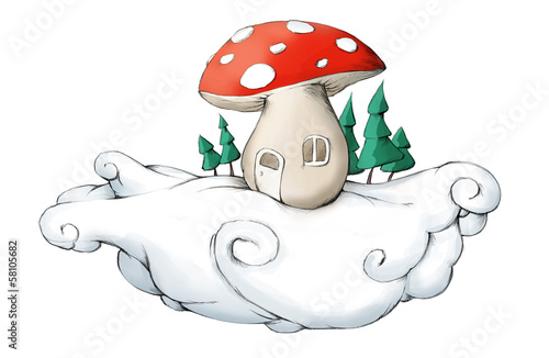 Illustration: Fliegender Pilz Fliegender Pilz