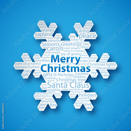 Illustration: "CHRISTMAS" Snowflake (icon happy merry greetings card) "CHRISTMAS" Snowflake (icon happy merry greetings card)