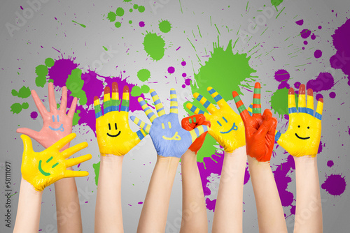 Photo: painted children's hands painted children's hands