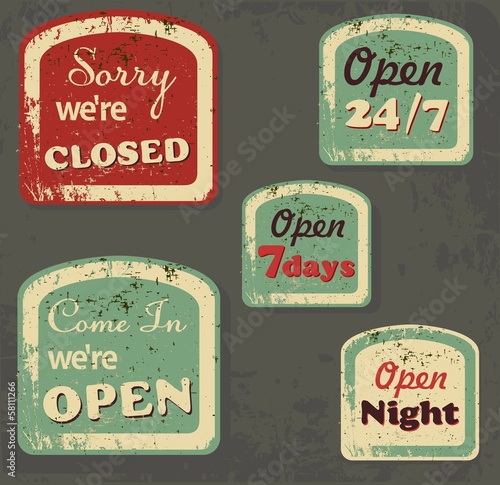 Vector: Set of Retro Vintage Signs with Grunge Effect Set of Retro Vintage Signs with Grunge Effect