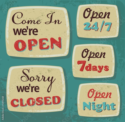 Vector: Set of Retro Vintage Signs with Grunge Effect Set of Retro Vintage Signs with Grunge Effect