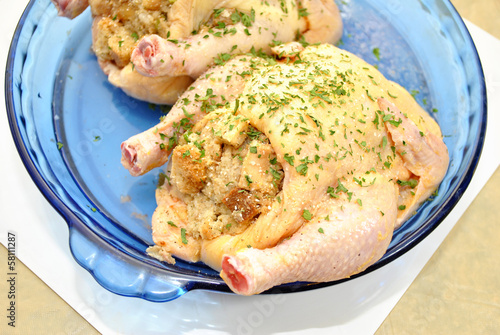 Photo: Close-Up of Poultry with Herbs and Dressing Close-Up of Poultry with Herbs and Dressing
