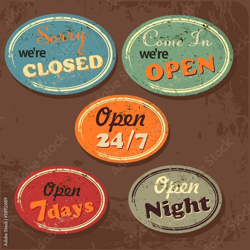 Vector: Set of Retro Vintage Signs with Grunge Effect Set of Retro Vintage Signs with Grunge Effect