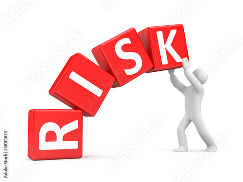 Illustration: People with risk cubes People with risk cubes