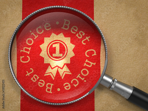 Illustration: Magnifying Glass with Best Choice Concept. Magnifying Glass with Best Choice Concept.