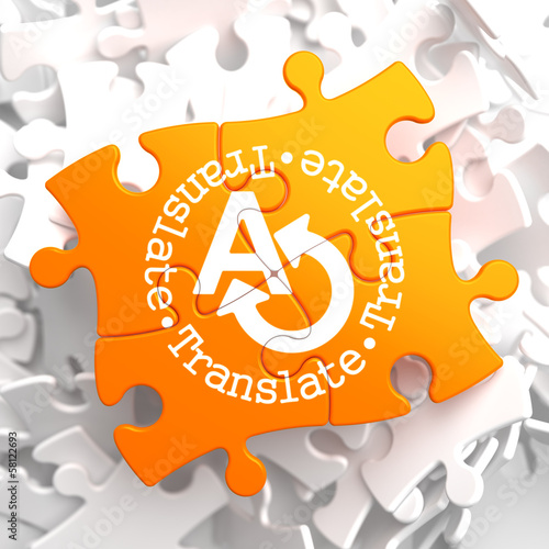 Illustration: Translating Concept on Orange Puzzle. Translating Concept on Orange Puzzle.