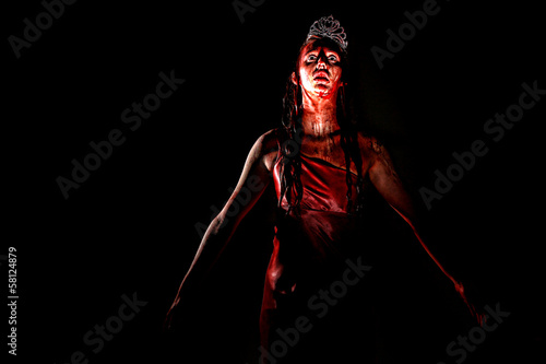 Photo: Scary Woman Dripping in Blood Wearing Prom Dress Scary Woman Dripping in Blood Wearing Prom Dress