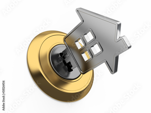 Illustration: Home key in keyhole Home key in keyhole