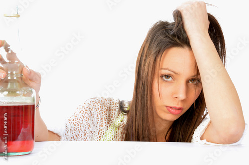 Photo: Despair and loneliness of an alcoholic woman Despair and loneliness of an alcoholic woman