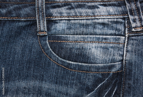 Photo: close up fancy washed blue jeans pocket close up fancy washed blue jeans pocket