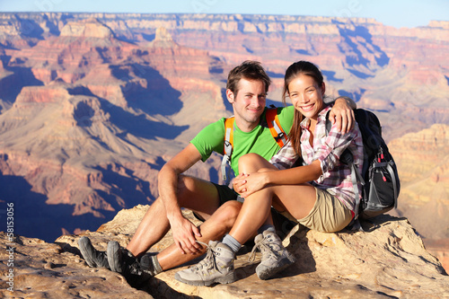 Photo: Hiking couple portrait - hikers in Grand Canyon Hiking couple portrait - hikers in Grand Canyon