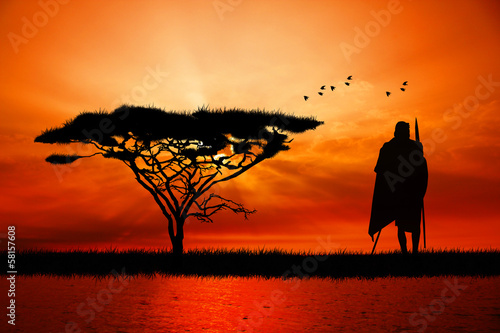 African man at sunset