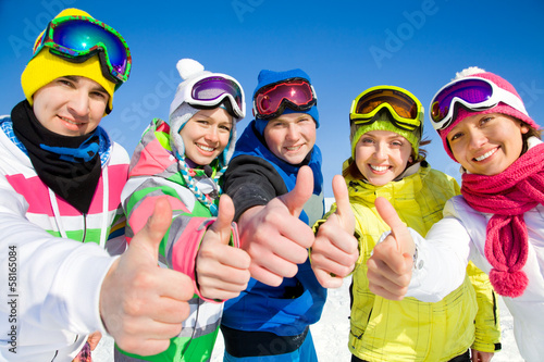 Photo: Company of friends on ski holiday Company of friends on ski holiday