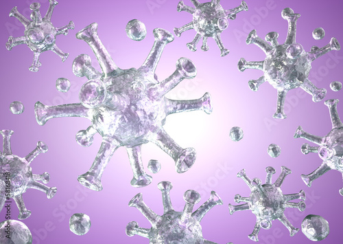 Illustration: Virus organism under microscope Virus organism under microscope