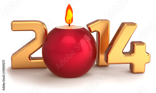 Illustration: New 2014 Year Christmas candle flame burning decoration New 2014 Year Christmas candle flame burning decoration