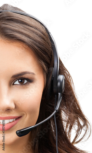 Photo: Support phone operator in headset, isolated Support phone operator in headset, isolated