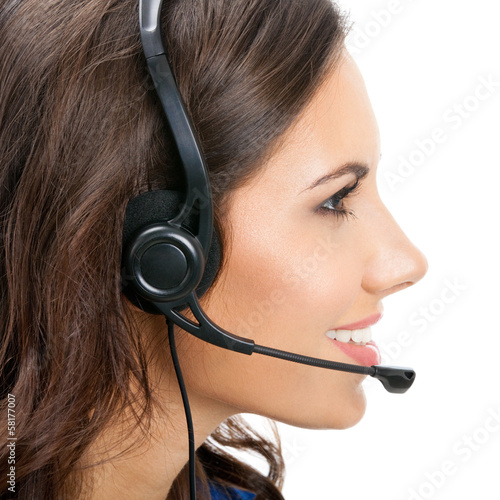 Photo: Support phone operator in headset, isolated Support phone operator in headset, isolated