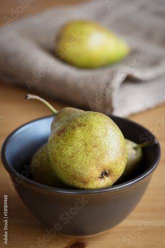 Photo: Fresh ripe pears on natural background. Fresh ripe pears on natural background.