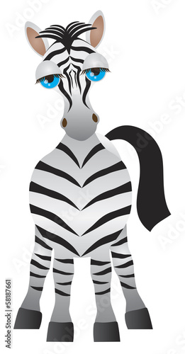 Vector: Cute Zebra with Blue Eyes Vector Illustration Cute Zebra with Blue Eyes Vector Illustration