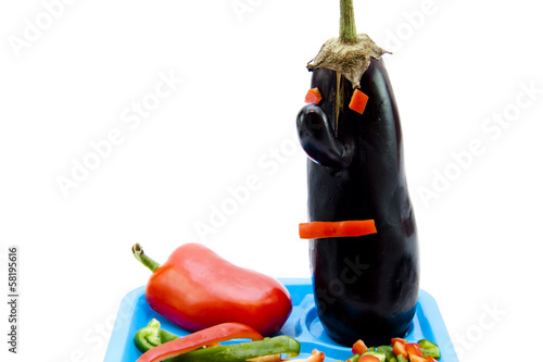 Photo: Aubergine mit Gesicht Aubergine mit Gesicht