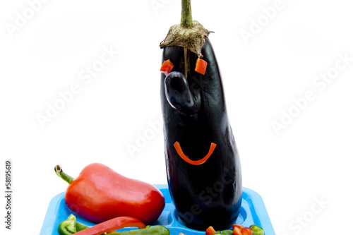 Photo: Aubergine mit Gesicht Aubergine mit Gesicht
