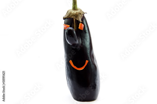 Photo: Aubergine mit Gesicht Aubergine mit Gesicht