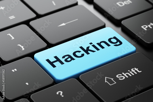 Illustration: Protection concept: Hacking on computer keyboard background Protection concept: Hacking on computer keyboard background