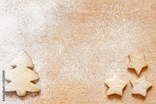 Photo: Christmas baking cookies abstract food background Christmas baking cookies abstract food background