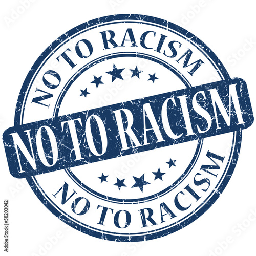 Illustration: No to racism grunge blue round isolated stamp No to racism grunge blue round isolated stamp