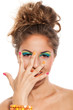 Girl with colorful manicure and makeup Girl with colorful manicure and makeup