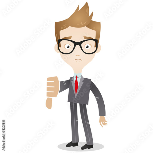 Vector: Businessman, thumbs down, unpopular, disapproval Businessman, thumbs down, unpopular, disapproval