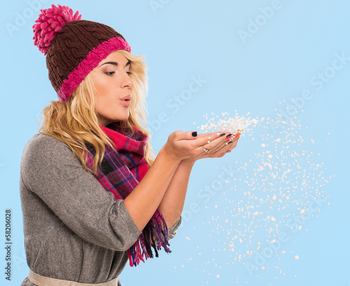 Photo: Beautiful blonde in hat and scarf Beautiful blonde in hat and scarf