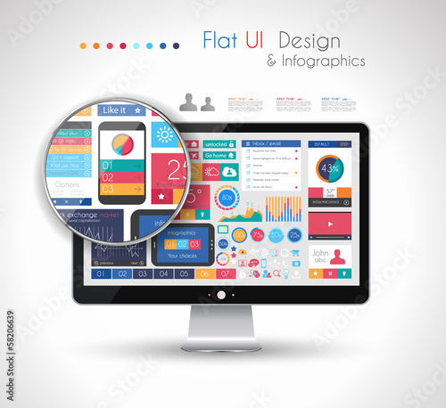 Vector: UI Flat Design Elements in a modern HD screen computer: UI Flat Design Elements in a modern HD screen computer: