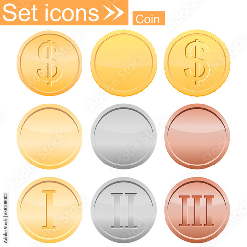 Vector: set of coins, vector illustration set of coins, vector illustration
