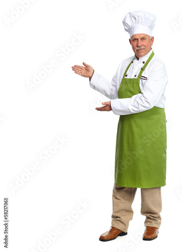 Photo: Chef inviting in restaurant. Chef inviting in restaurant.