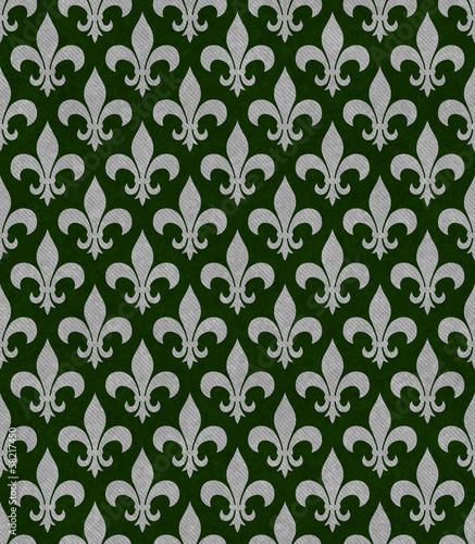 Illustration: Green and Gray Fleur De Lis Textured Fabric Background Green and Gray Fleur De Lis Textured Fabric Background