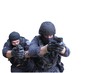 swat police officer pointing a gun, isolated on white swat police officer pointing a gun, isolated on white