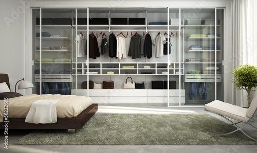 Illustration: Modern wardrobe in bedroom Modern wardrobe in bedroom