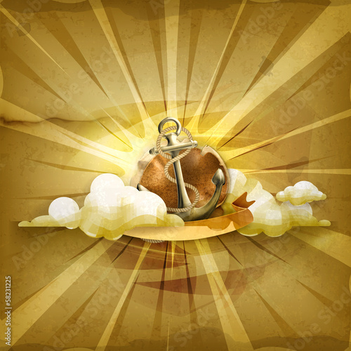 Vector: Anchor, old style background Anchor, old style background