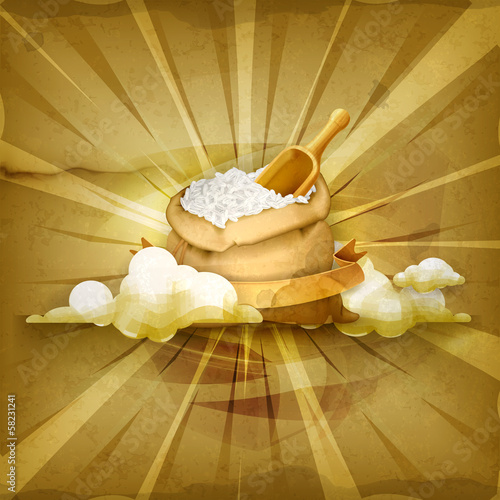 Vector: Bag of rice, old style background Bag of rice, old style background