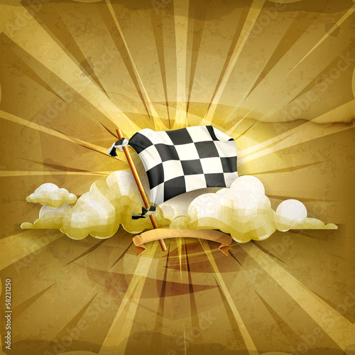 Vector: Checkered flag, old style background Checkered flag, old style background