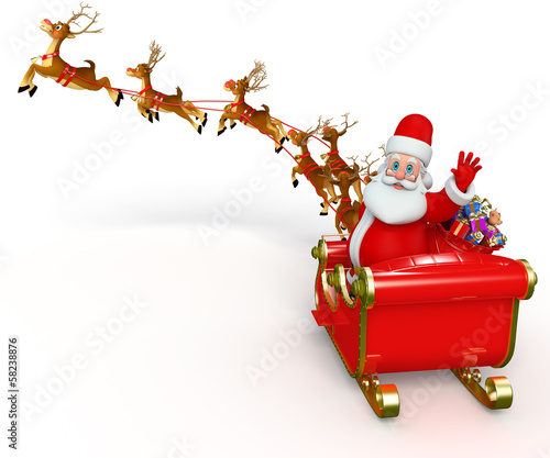 Illustration: Santa claus with his sleigh Santa claus with his sleigh