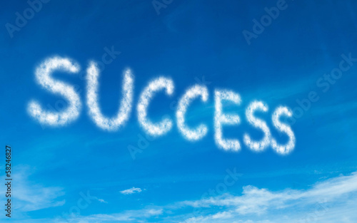 Photo: Success written in white in sky Success written in white in sky